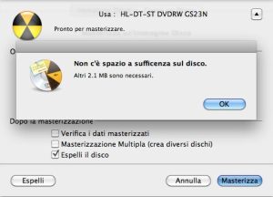 Se esce una finestra potrebbe essere necessario attivare l'overbuning