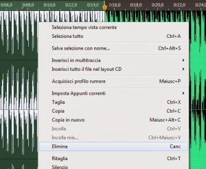 tagliare un pezzo di brano per fare audio editing