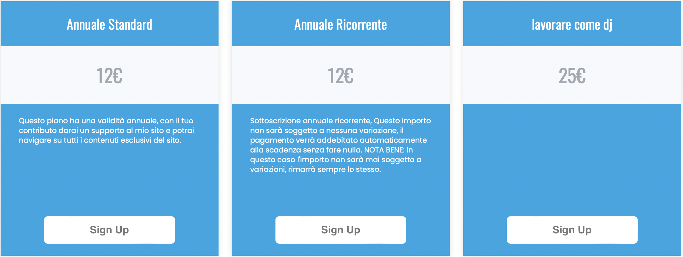 piani sottoscrizione sottoscrizione