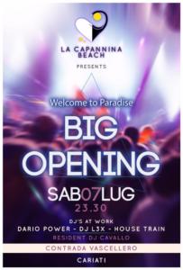 Big Opening Stagione Capannina Beach - Cariati